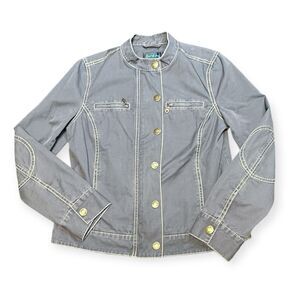 BODEN Women’s Gray Blue Button Front Utility Jacket Size 10 Style #WE212